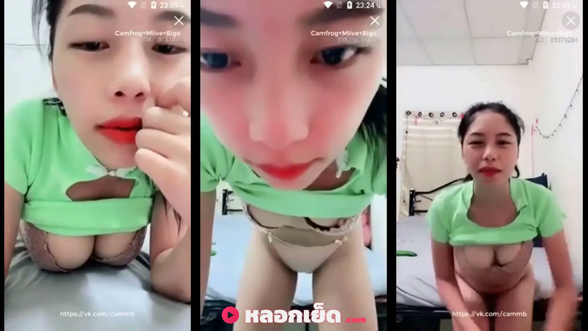 คลิปหลุดกลุ่มลับ Mlive สาวไทยไลฟ์สดใช้แตงกวาเขี่ยจนน้ำแฉะ